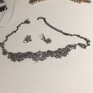 Beaded and crystal necklace set with earrings